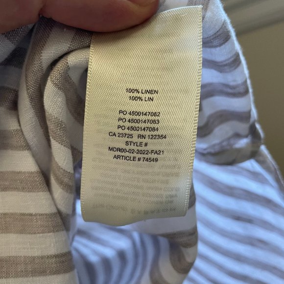 Aritzia Gray and White Striped Linen Button Down Shirt - Picture 9 of 11
